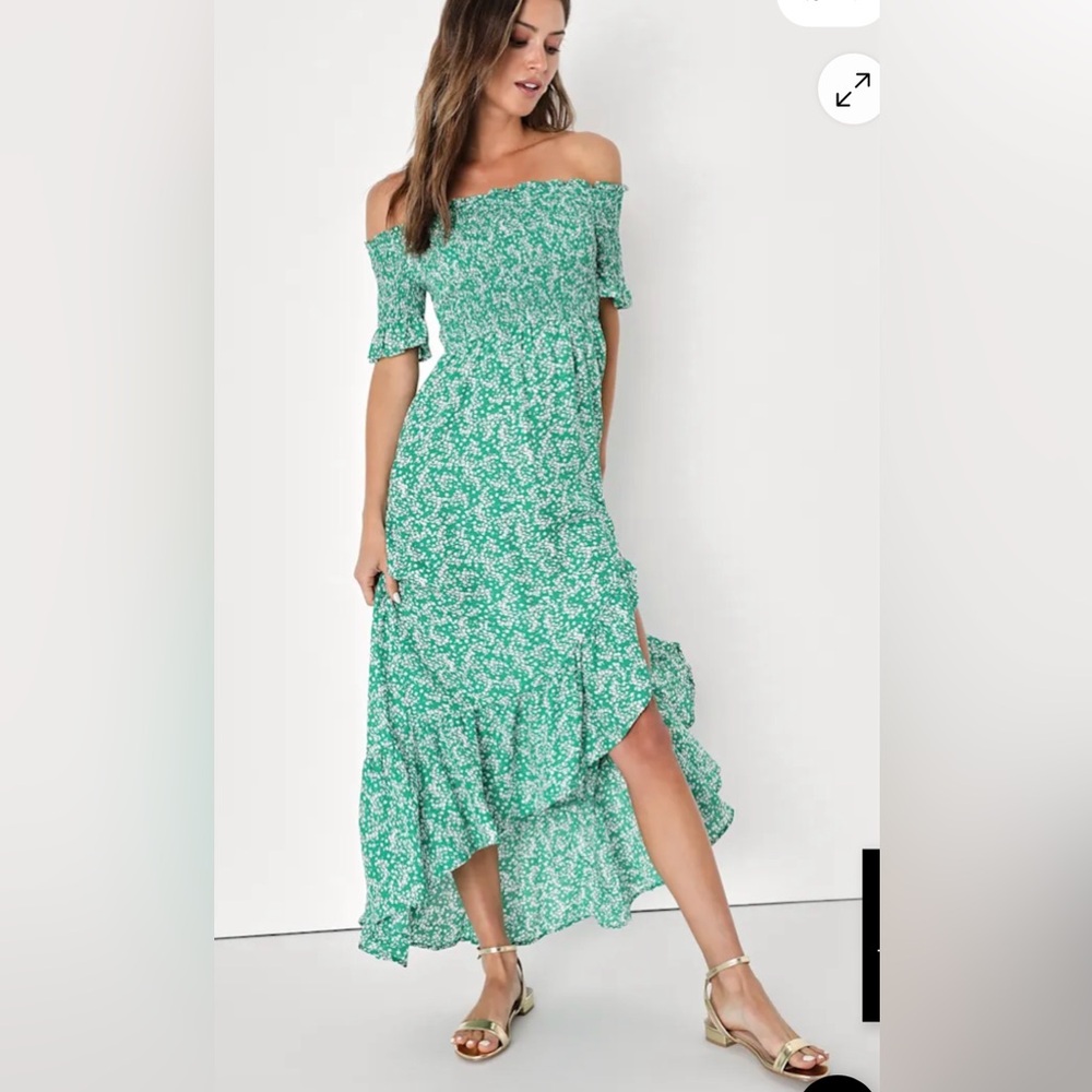 Lulu's Green Floral Maxi Dress